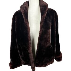 Vintage 50s Mouton Fur Coat Jacket Women's Luxe Brown Fair Labor Gorgeous Medium